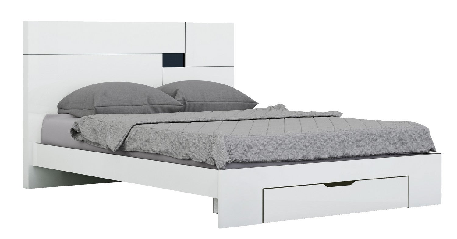 Solid Wood Queen White Bed