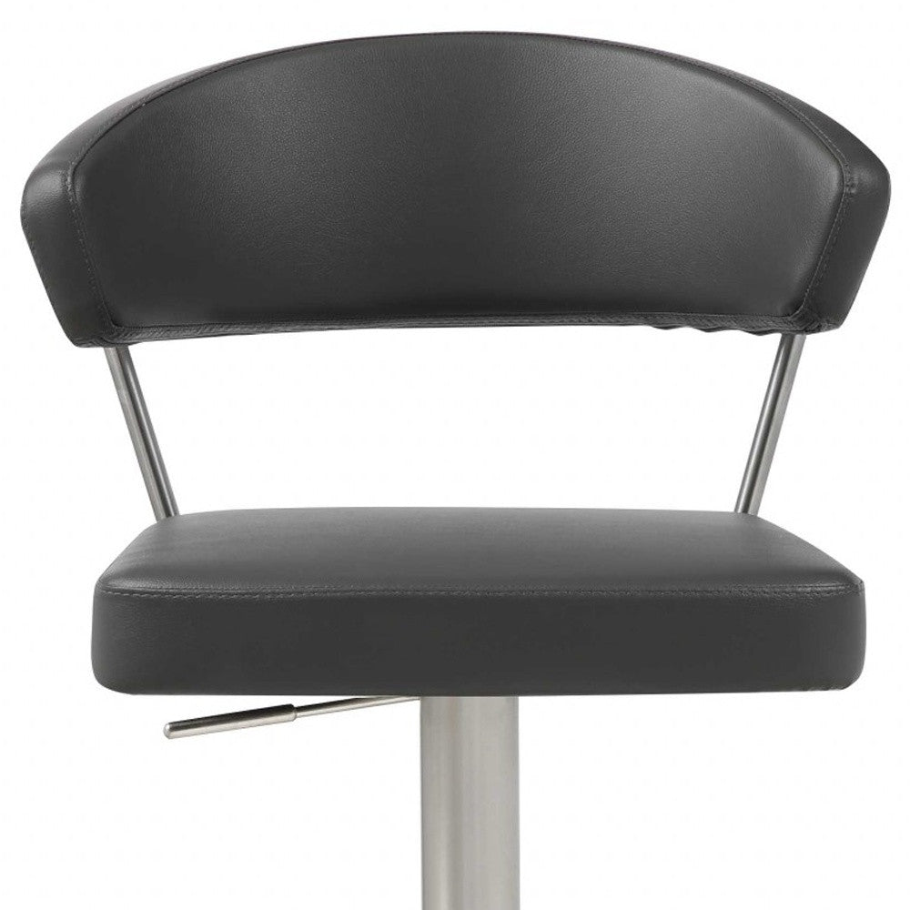 20" Black And Silver Stainless Steel Bar Chair