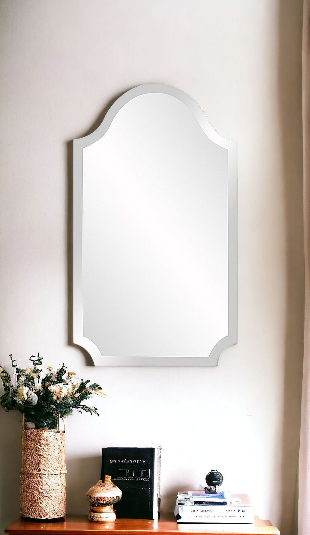 27" Rectangle Wall Mounted Accent Mirror With Glass Frame