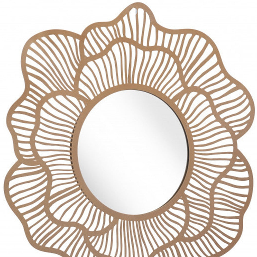 Flower Lines Gold Finish Wall Mirror