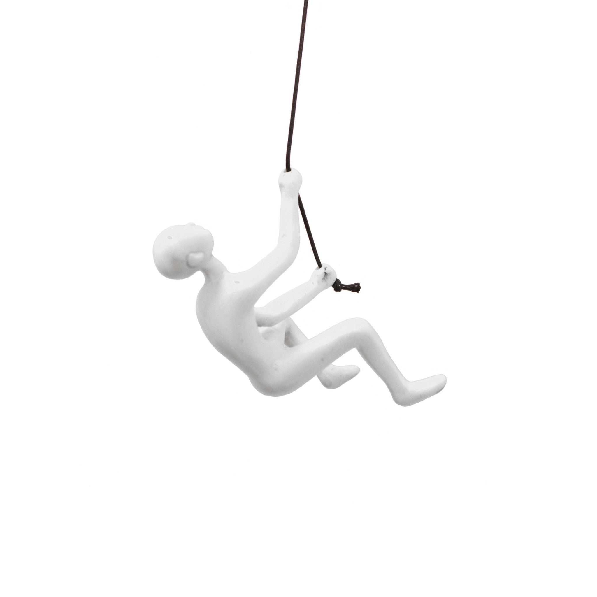 6" White Unique Resin Climbing Man With Rope Wall Art