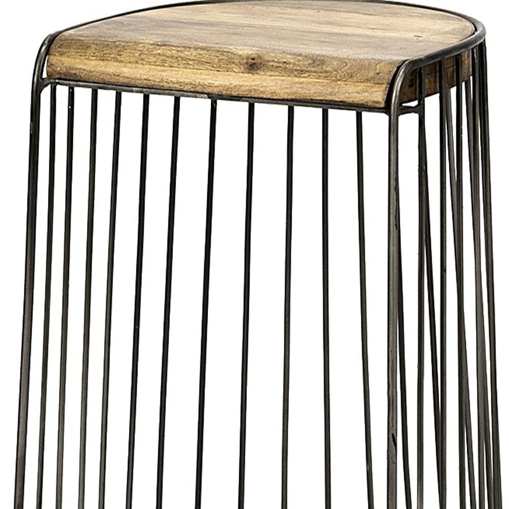 29" Light Brown Iron Backless Bar Chair