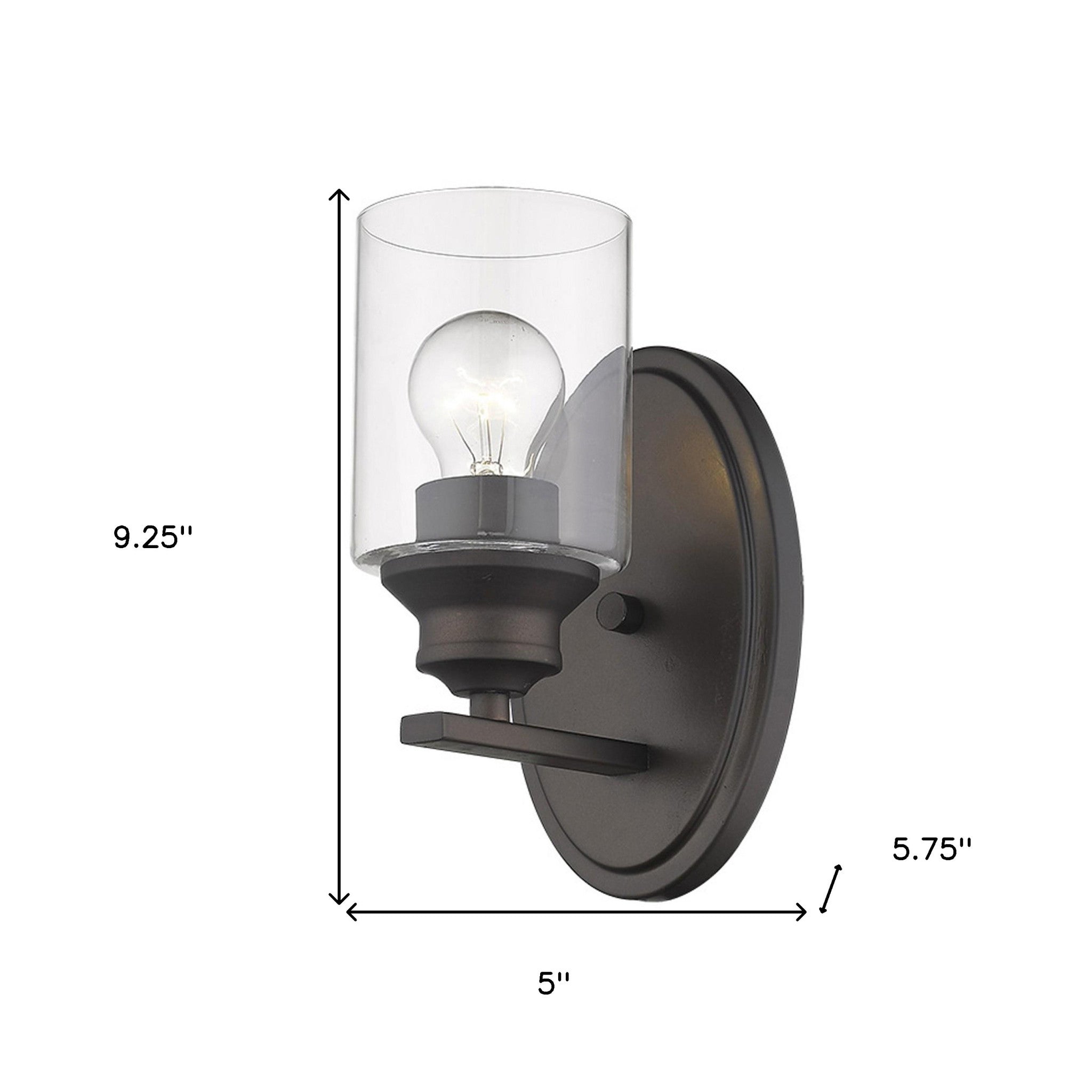 One Light Bronze Wall Light with Clear Glass Shade