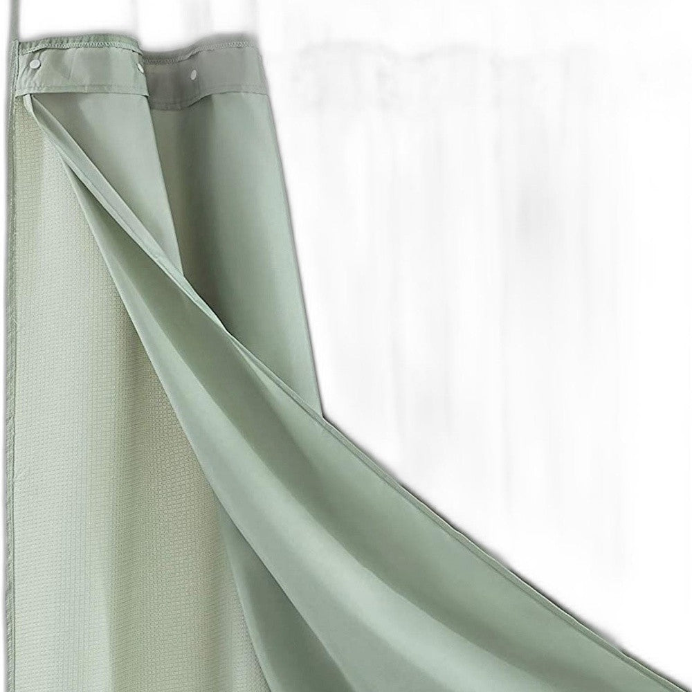 Sage Green Modern Grid Shower Curtain and Liner Set