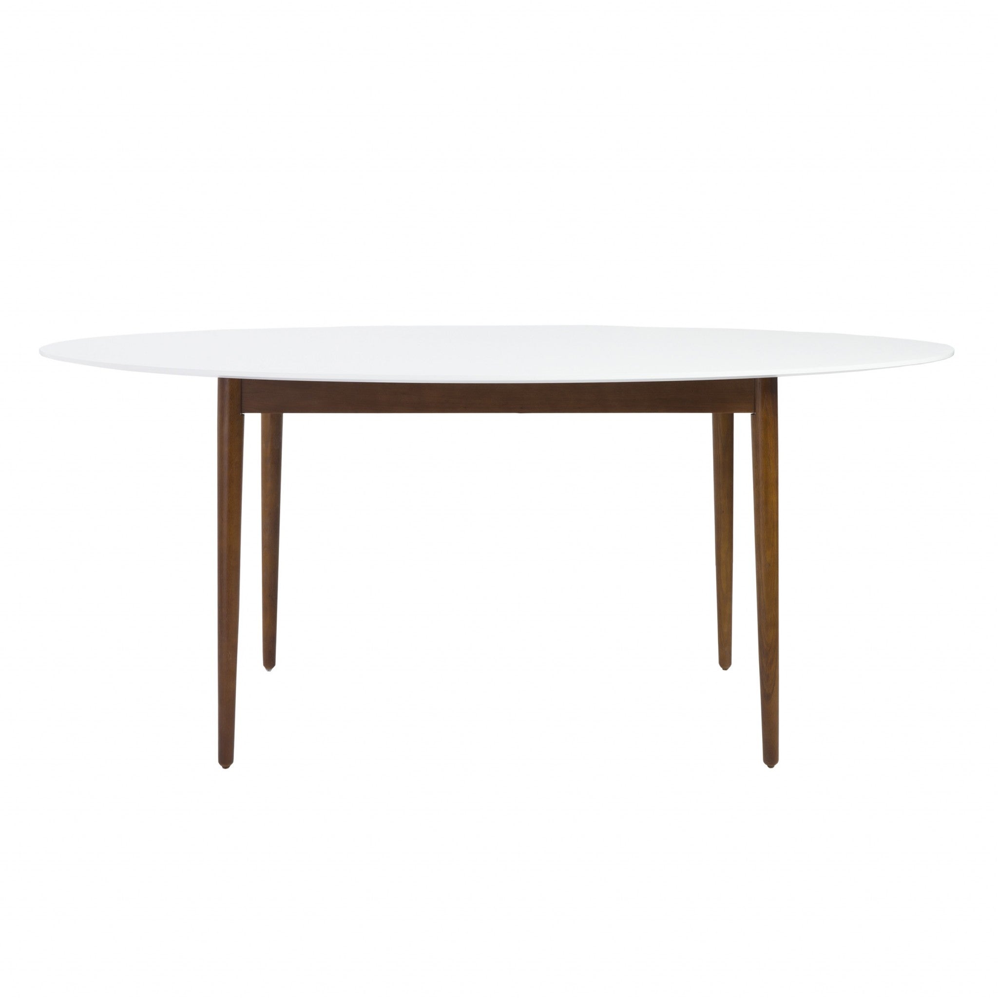 63" White And Brown Oval Dining Table