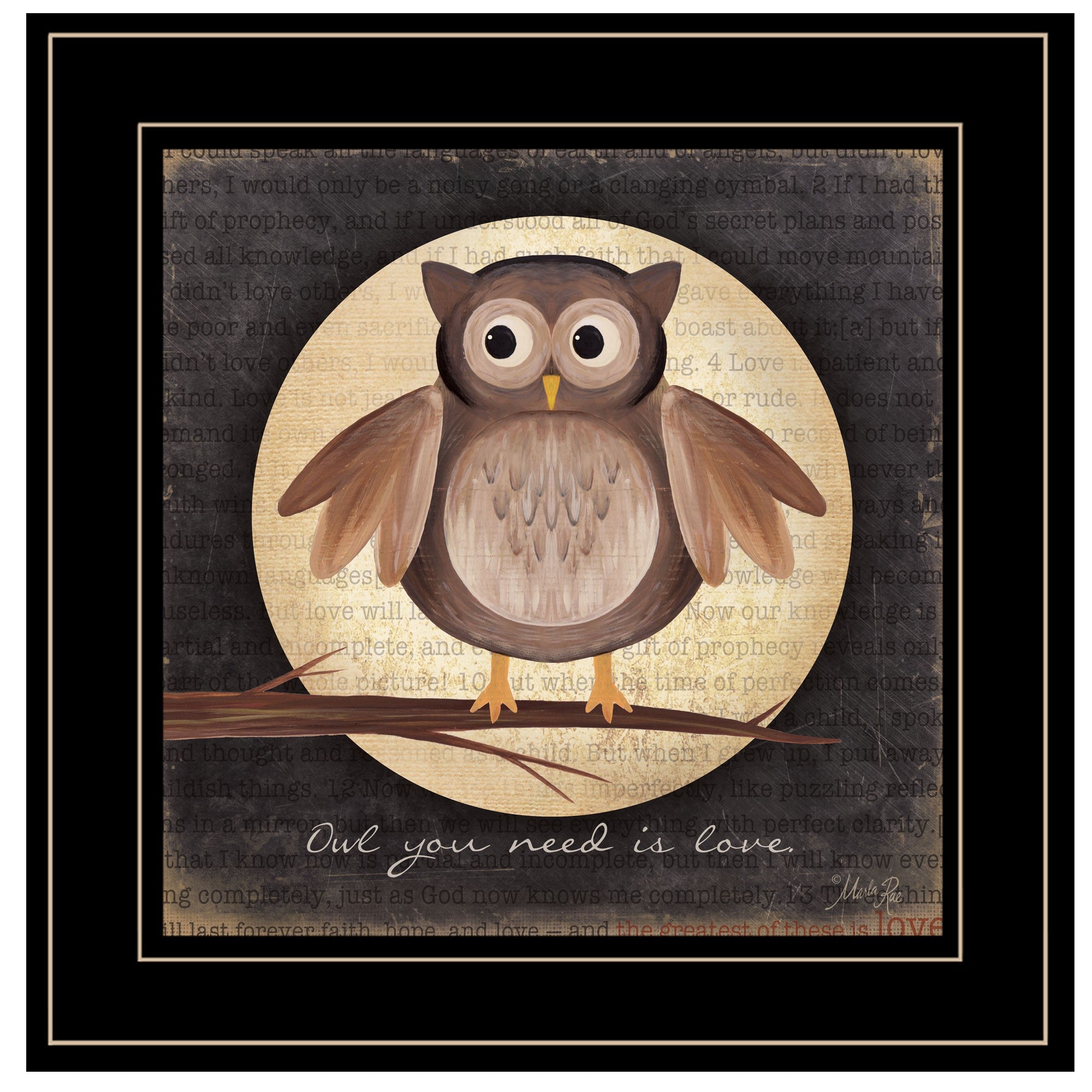 Owl You Need Is Love 2 Black Framed Print Wall Art