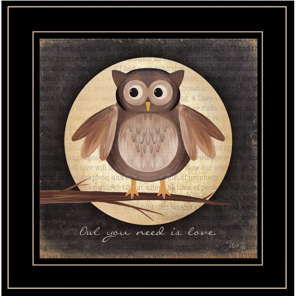 Owl You Need Is Love 2 Black Framed Print Wall Art