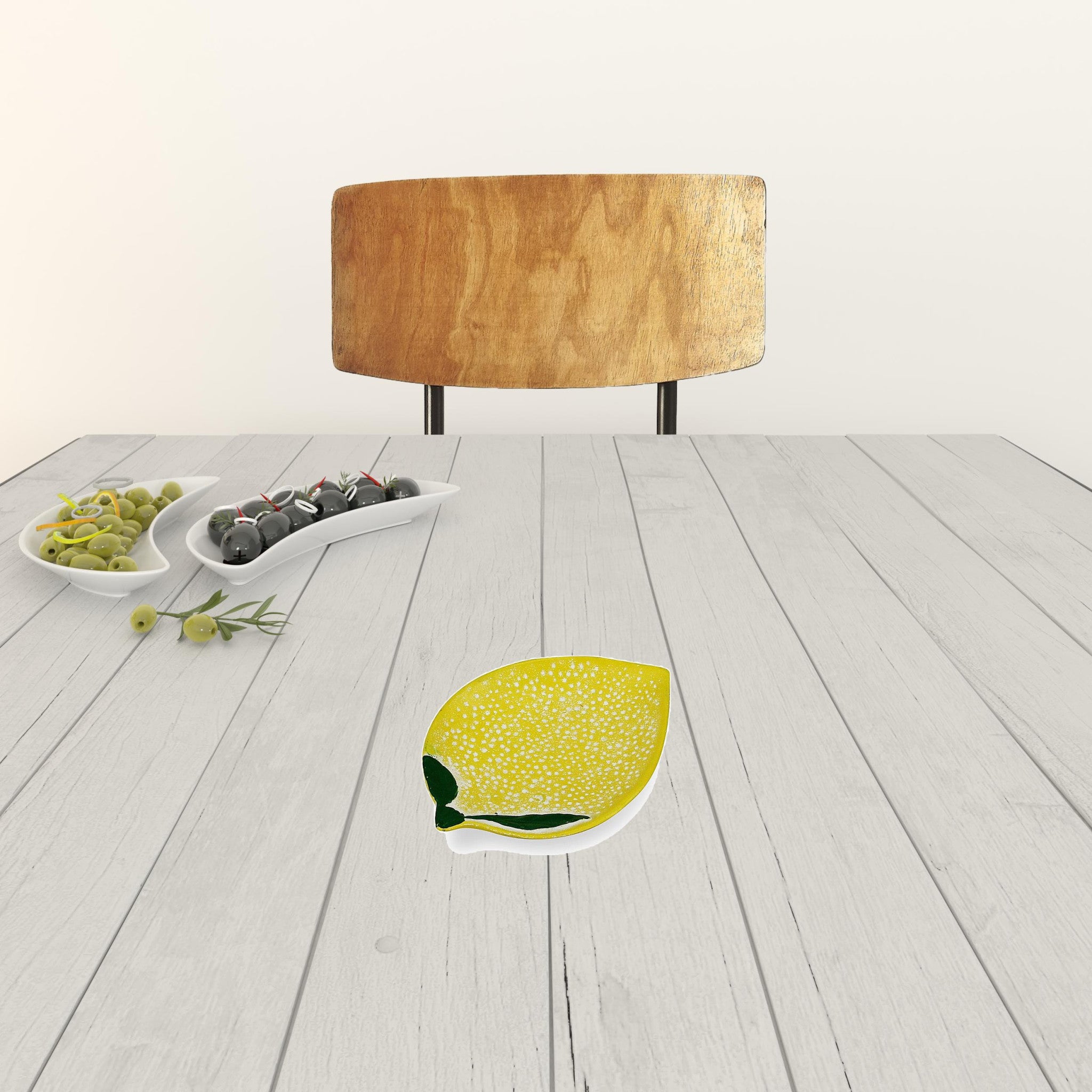 6" Yellow Lemon Metal Handmade Tray
