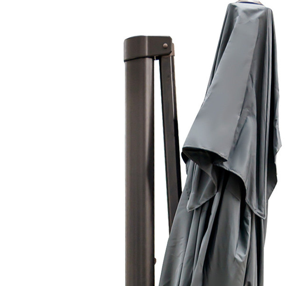 13' Dark Gray Polyester Rectangular Tilt Cantilever Patio Umbrella With Stand