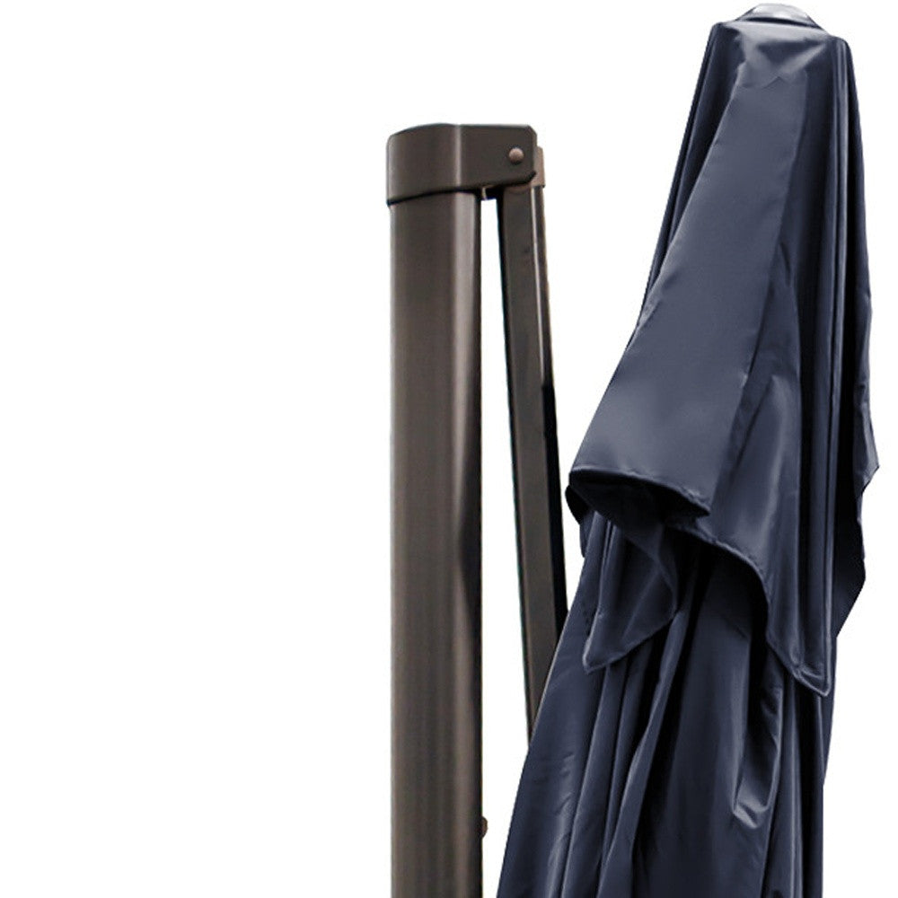 13' Navy Polyester Rectangular Tilt Cantilever Patio Umbrella With Stand