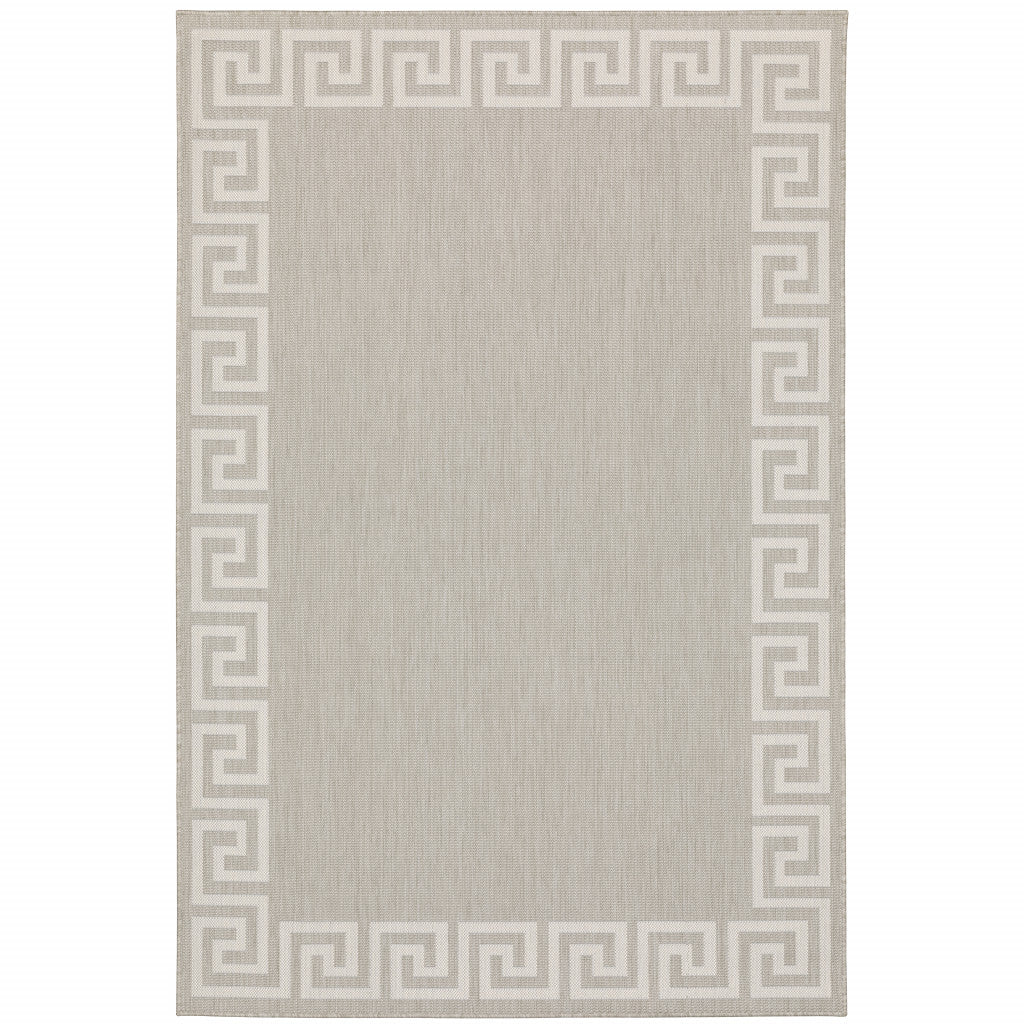 5' x 7' Gray and Ivory Stain Resistant Indoor Outdoor Area Rug
