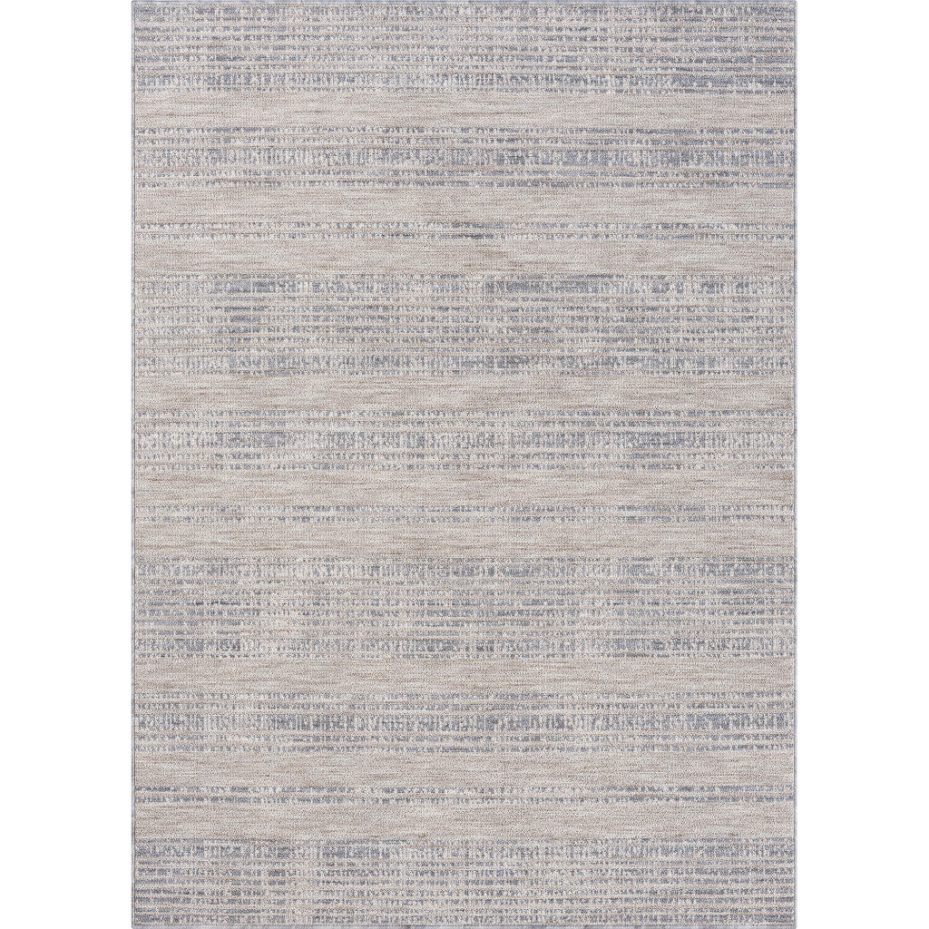 5' X 7' Ivory And Blue Striped Indoor Outdoor Area Rug
