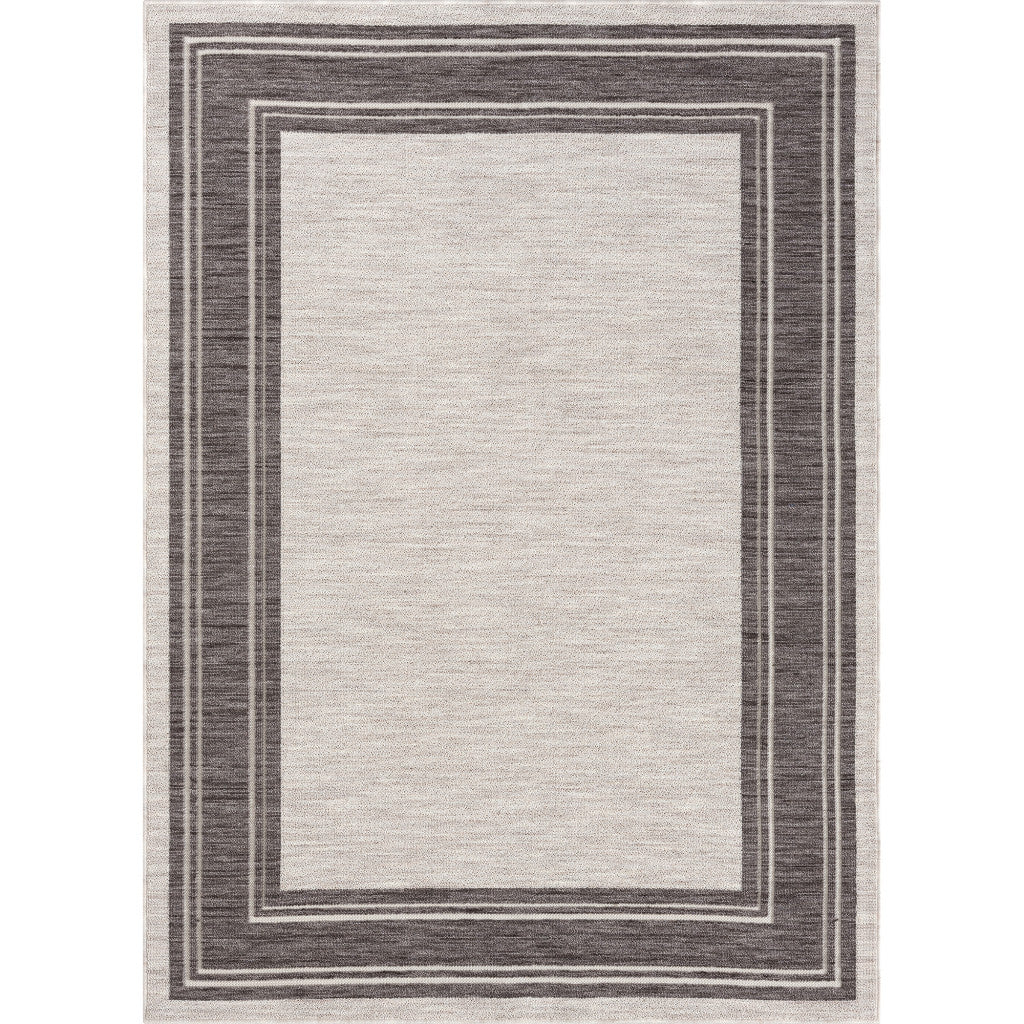 8' X 9' Gray And Ivory Indoor Outdoor Area Rug