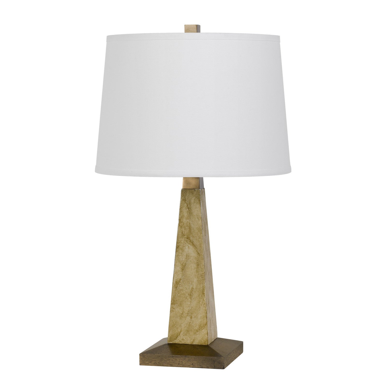 28" Brown Table Lamp With Off White Empire Shade