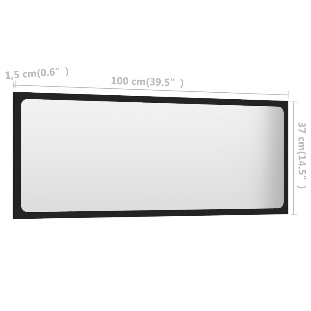 Bathroom Mirror Black 39.4"x0.6"x14.6" Engineered Wood