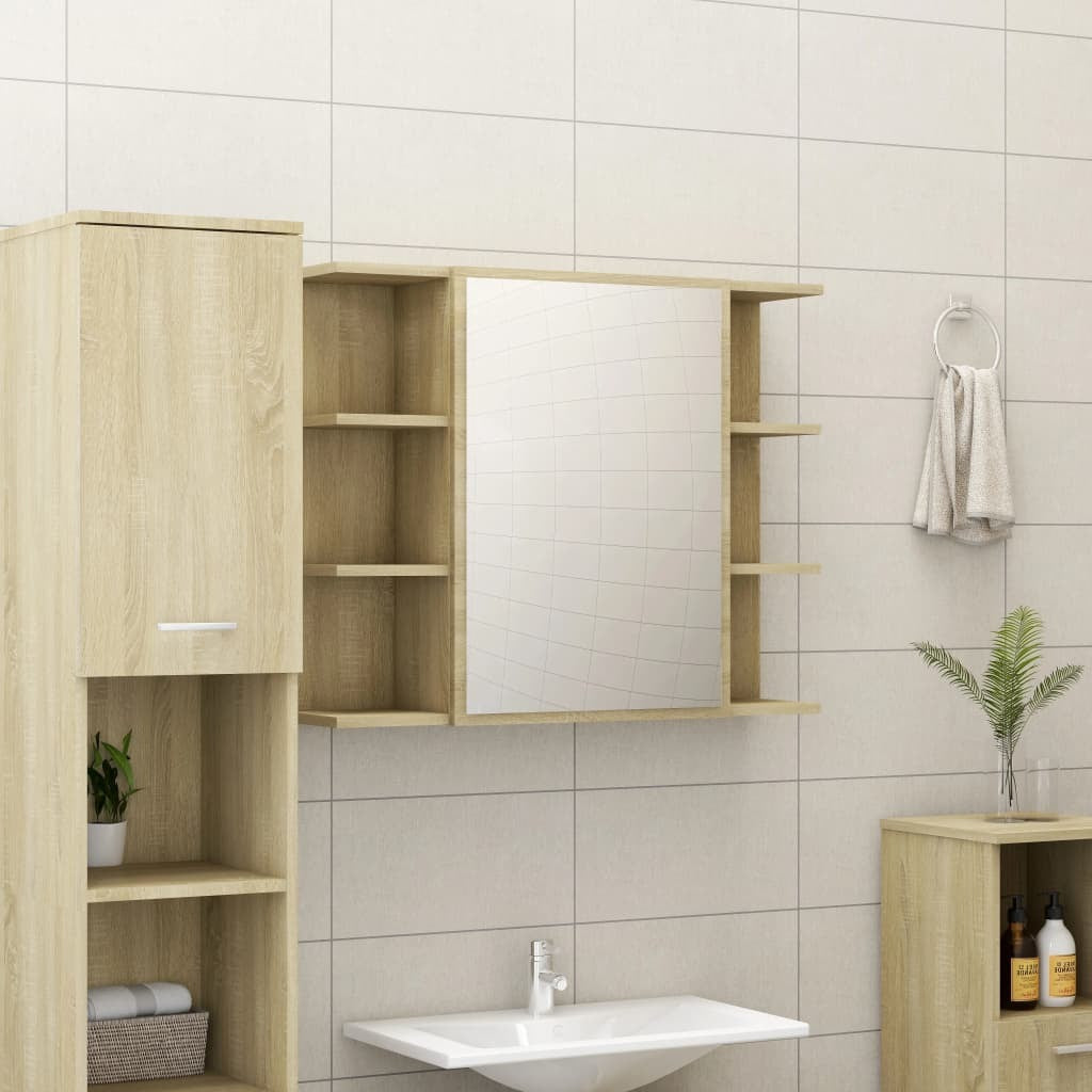 Bathroom Mirror Cabinet Sonoma Oak 31.5"x8.1"x25.2" Engineered Wood