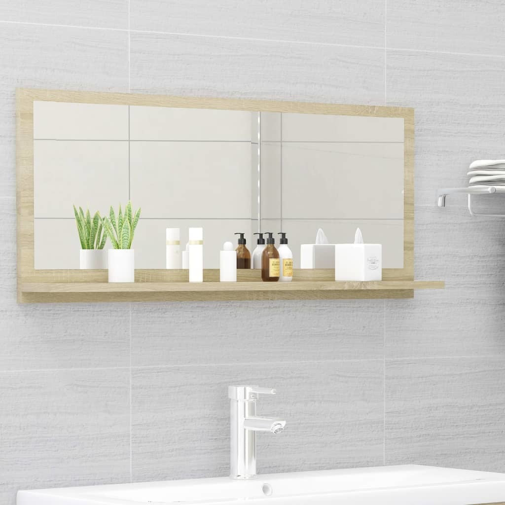 Bathroom Mirror Sonoma Oak 35.4"x4.1"x14.6" Engineered Wood