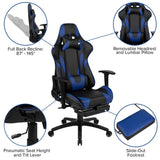 Black Gaming Desk-Cup Holder/Reclining Chair Set