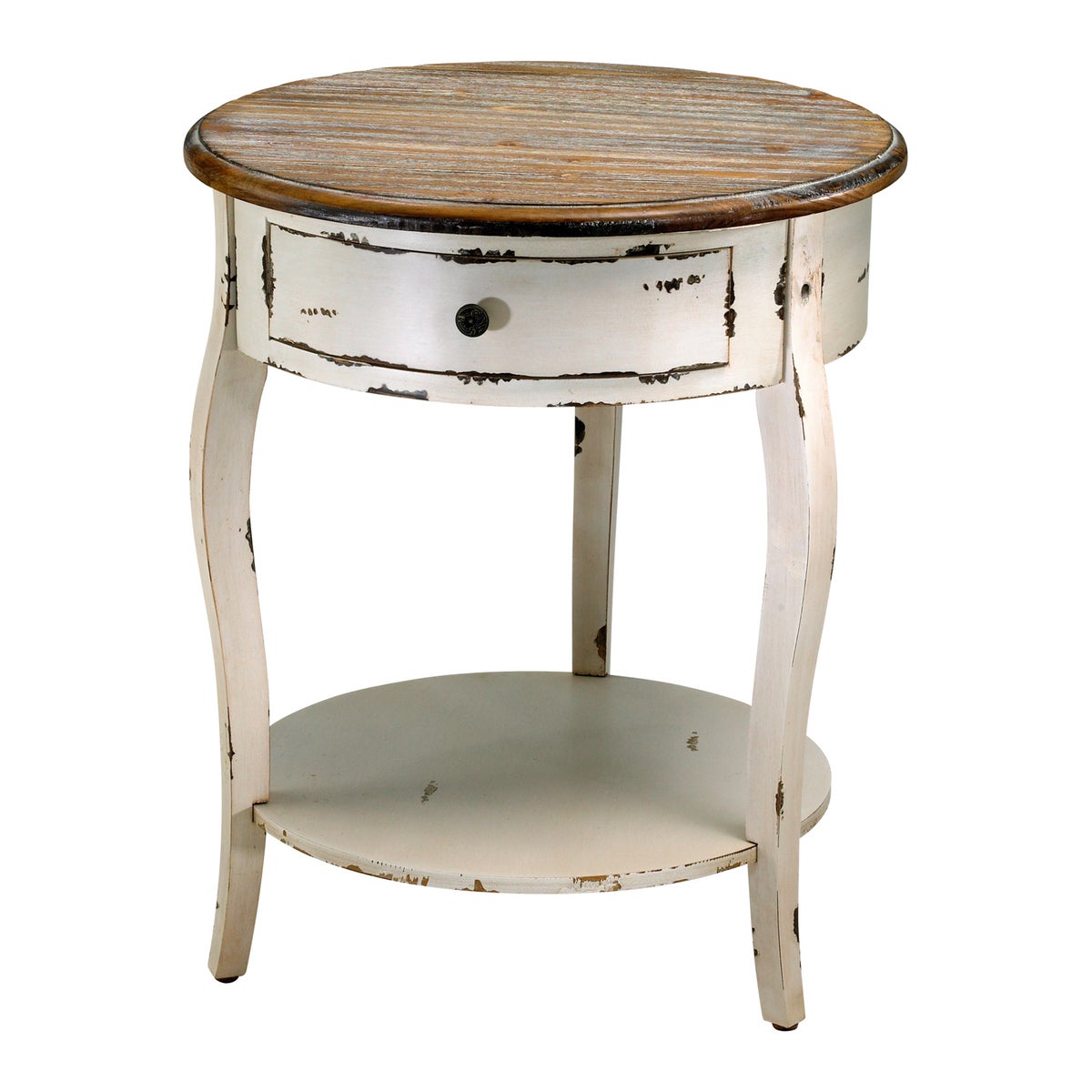 Distressed White And Gray Abelard Side Table