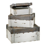 Distressed White And Gray Alder Boxes (Set of 3)