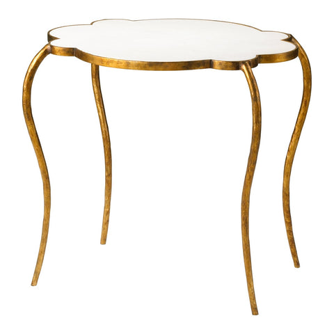 Gold & White Flora Side Table