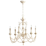 Persian White And Mystic Silver Florine Chandelier 6-Light