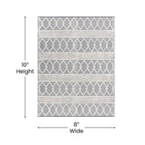Gray/Ivory 8x10 Hand Woven Boho Patterned Area Rug