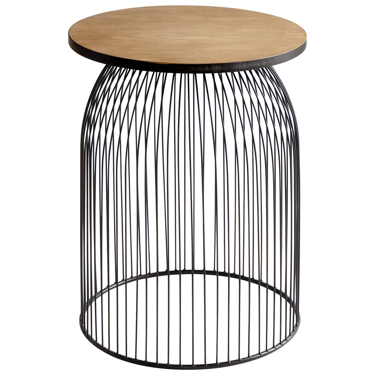 Graphite And Natural Wood Bird Cage Table