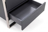 Modern Gray and Stainless Steel Nightstand with Two Drawers