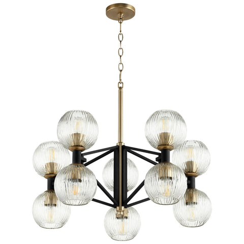 Black & Aged Brass Helios Chandelier