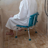 Tool-Free Adjustable Teal Bath & Shower Chair