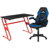 Red Gaming Desk and Chair Set with Cup Holder