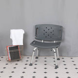 Tool-Free Adjustable Gray Bath & Shower Chair