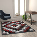 Red 5' X 7' Diamond Patterned Area Rug
