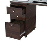 60" Espresso L Shape Computer Desk With Three Drawers