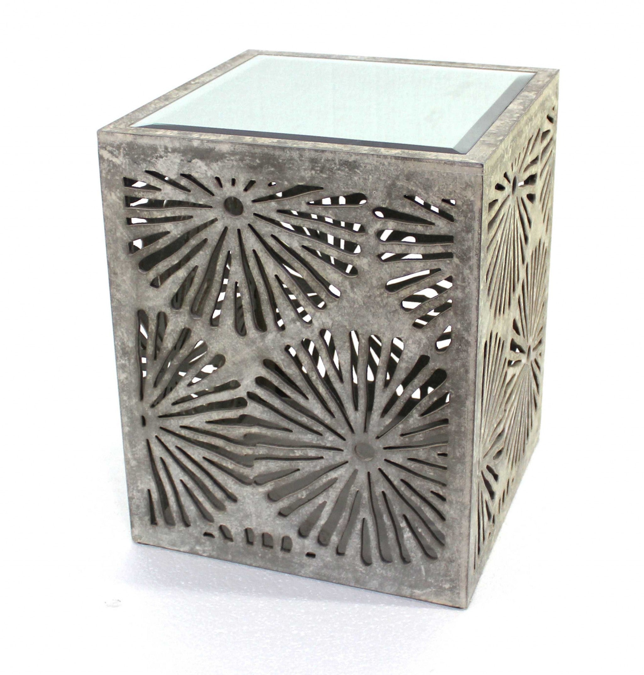 23" Grey And Clear Glass End Table