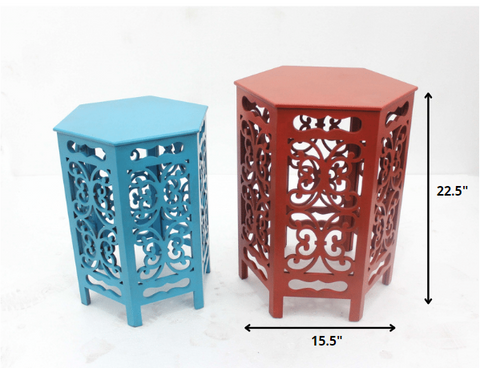 16" Red End Tables Set