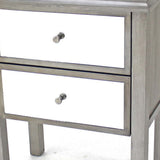 31" Silver Mirrored End Table With Two Drawers