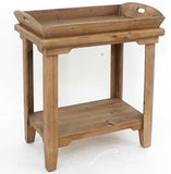 18" X 23" X 18" Natural, Rustic, Wooden - Table With Serving Tray Top