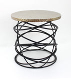 23" Black And Gold Metal Round End Table