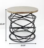 23" Black And Gold Metal Round End Table