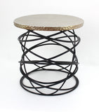 23" Black And Gold Metal Round End Table