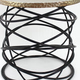 23" Black And Gold Metal Round End Table