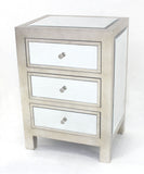 29" Silver Mirrored End Table With Three Drawers