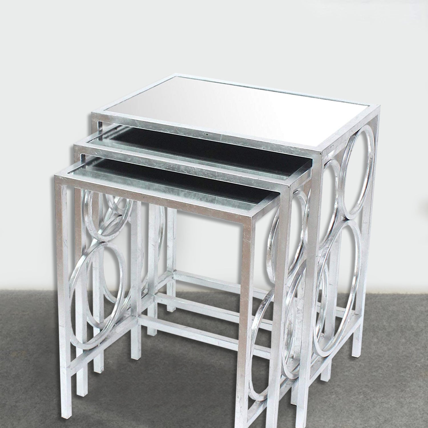 24" Silver Metal Nested Tables