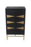 40" Gold And Black Solid Wood End Table With Four Drawers