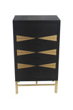 40" Gold And Black Solid Wood End Table With Four Drawers