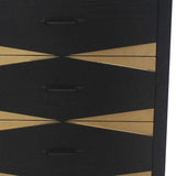 40" Gold And Black Solid Wood End Table With Four Drawers