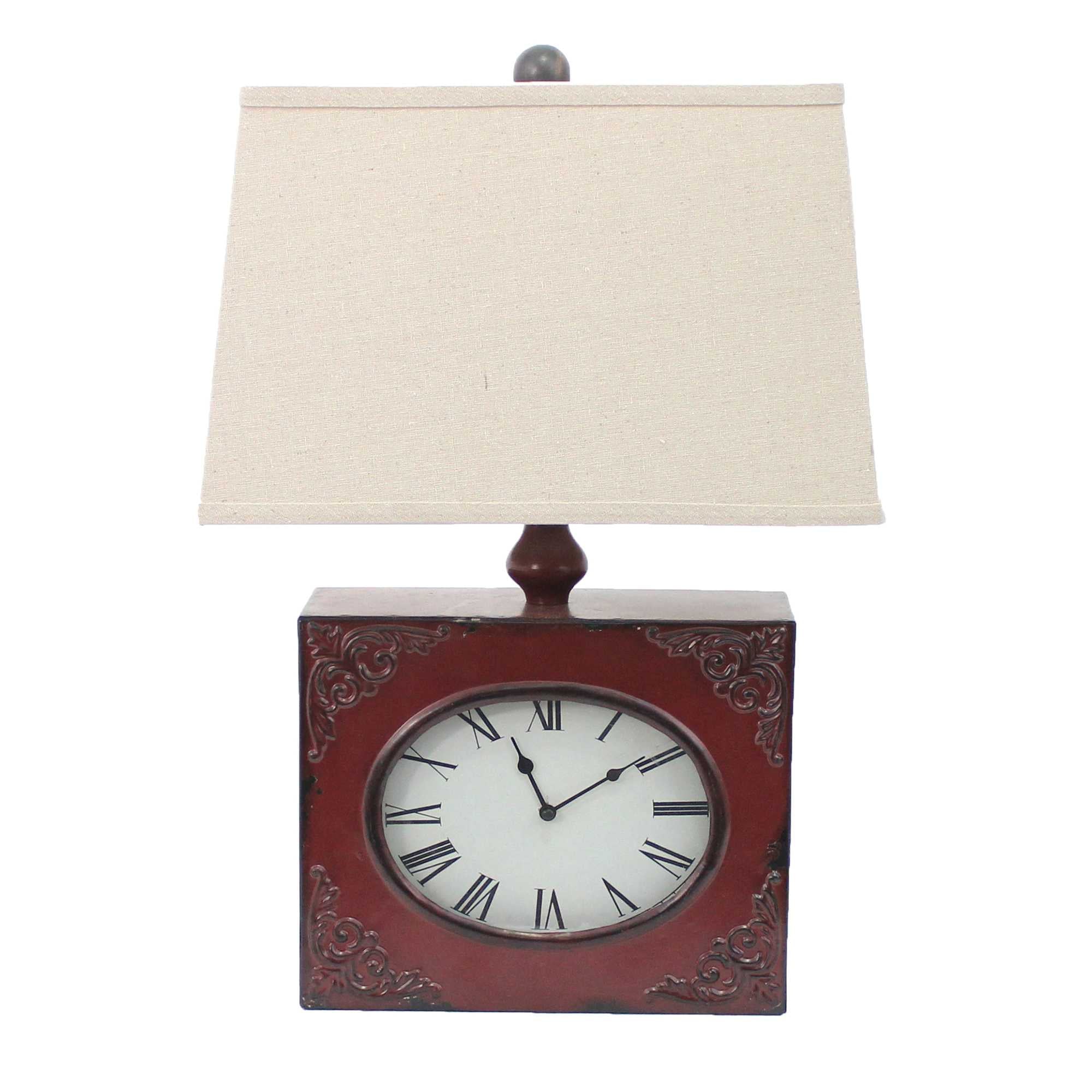 7 X 7 X 22 Red Vintage Metal Clock Base - Table Lamp