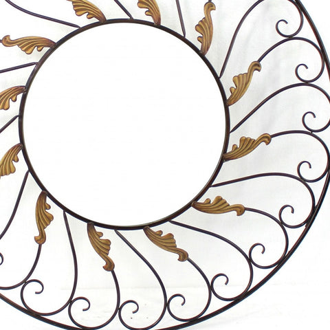 Bronze Round Accent Metal Mirror